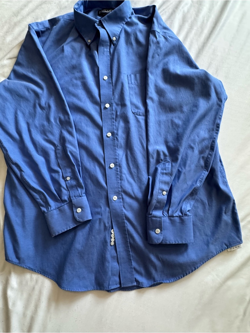 Lands' End Men's Solid Blue Button-Down Dress Shirt